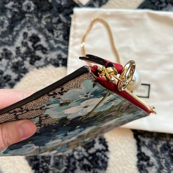 Gucci blooms blue GG coated canvas leather clutch bag - Picture 5 of 7